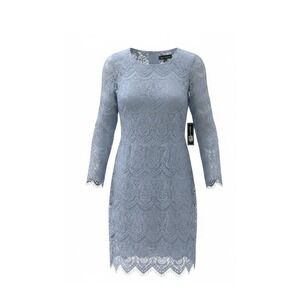 New Jessica Howard Womens Blue Lace Sheath Dress 3/4 Sleeve Size 8 NWT